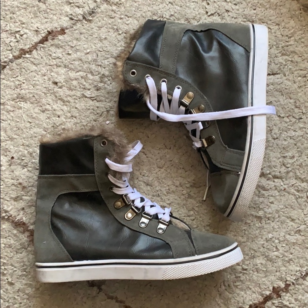 Faux fur sneakers
